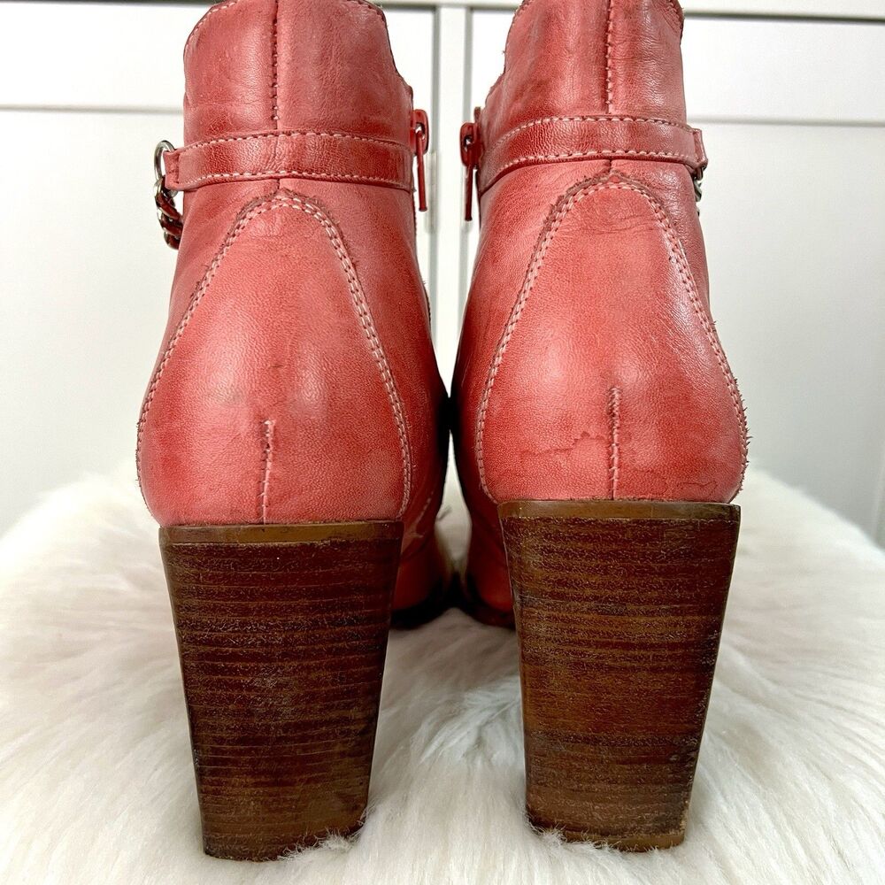 Durango Raspberry Red Leather Chained Heeled Ankl… - image 5